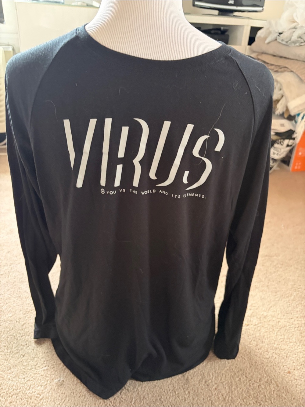 Virus Black Long Sleeve Shirt with White Logo